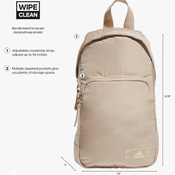 NWT Adidas Essentials 2 Sling Crossbody Magic Beige - Picture 2 of 5